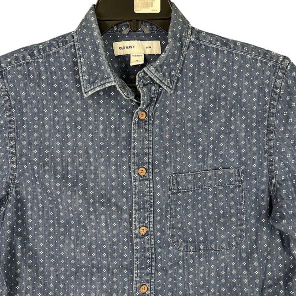 OLD NAVY SOUTWEST SHIRT MEN MEDIUM BLUE Western DENIM SLIM FIT FARM RODEO CASUAL